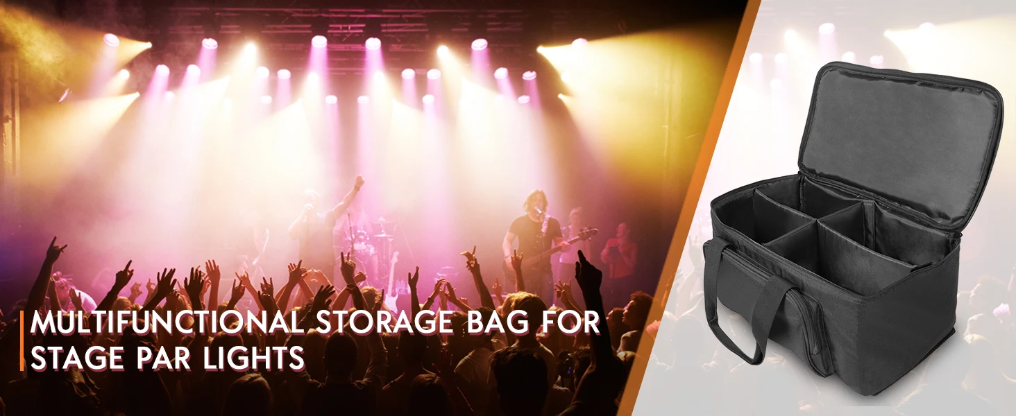 Datewink Par Light Bag 600D Waterproof PVC+210D Lining Storage Bag For 4Pcs 18*18*10CM Par Light Stage Lights Bag With Partition