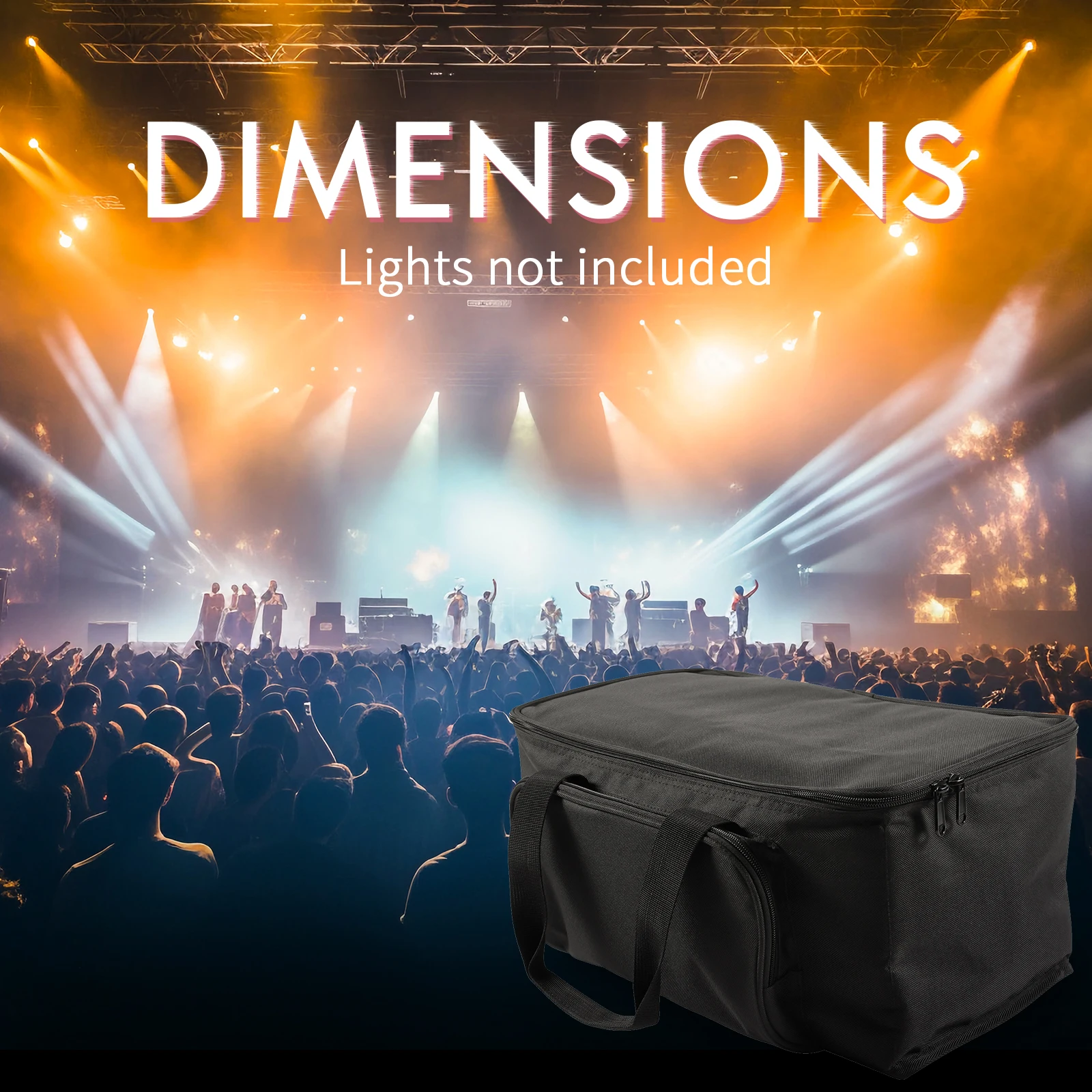 Datewink Par Light Bag 600D Waterproof PVC+210D Lining Storage Bag For 4Pcs 18*18*10CM Par Light Stage Lights Bag With Partition