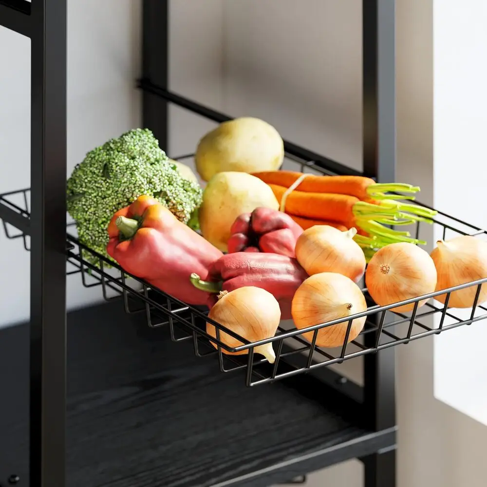 IRONCK Bakers Rack with 2 Storage Cabinets and Power Outlet, 45.3 Inch Kitchen Microwave Stand with Storage, Coffee Bar Cabinet