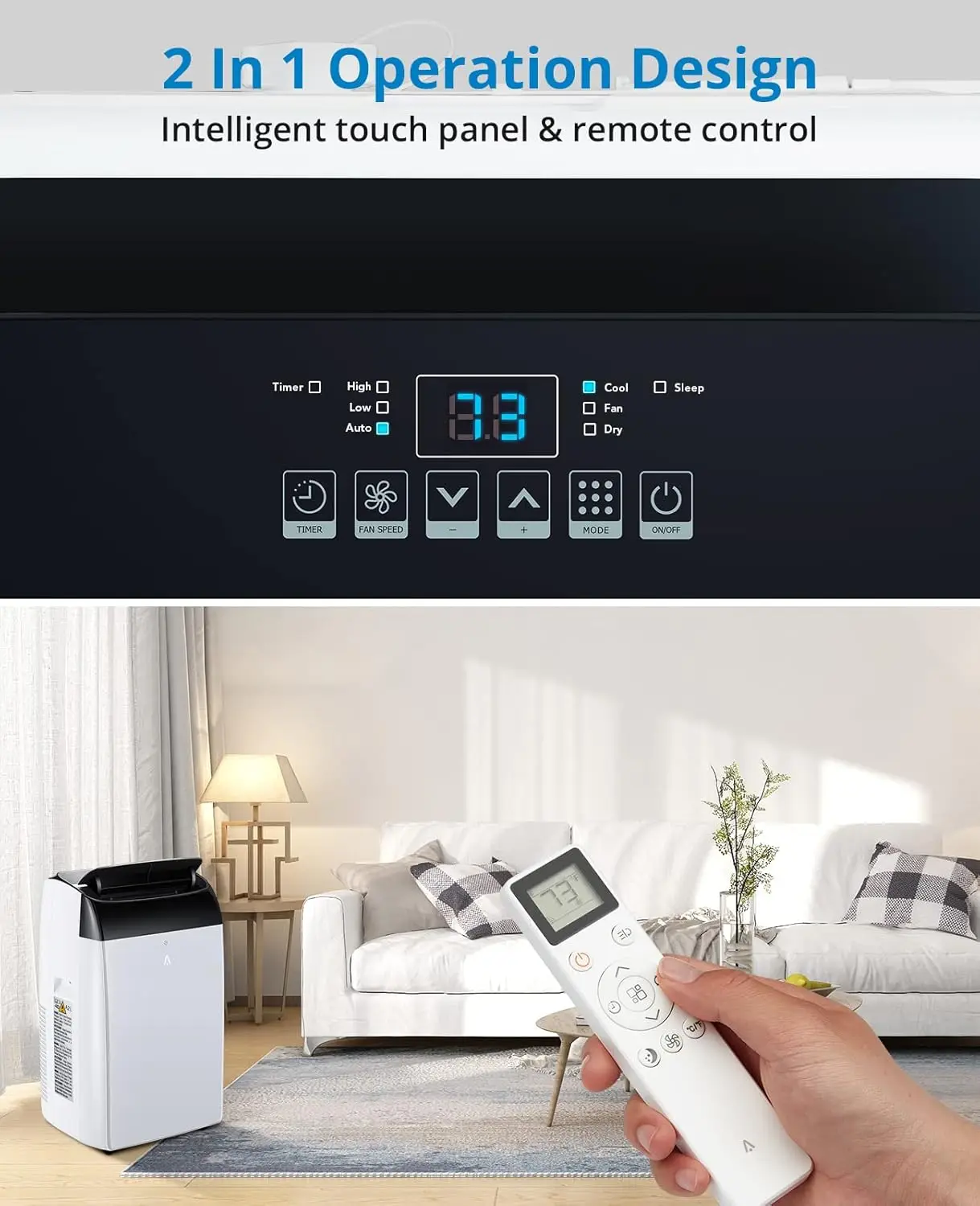 14000 BTU Portable Air Conditioners, 3-In-1 Free Standing Cooling AC Unit With Fan, Dehumidifier, Remote Control, Sleep Mode
