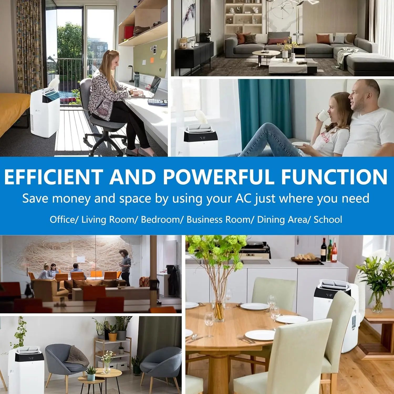 14000 BTU Portable Air Conditioners, 3-In-1 Free Standing Cooling AC Unit With Fan, Dehumidifier, Remote Control, Sleep Mode