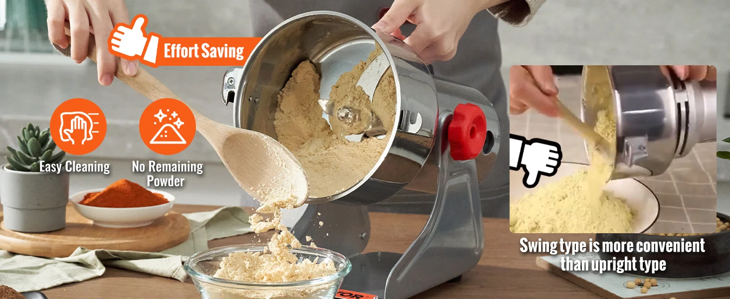 SucceBuy 150-2500g Electric Grain Mill Grinder Commercial Swing Spice Grinders for Dry Herbs Grains Spices Cereals Coffee Corn