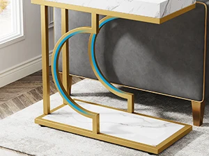 White Gold C Shaped End Table Modern Bedside Table Small Side Table for Couch, Sofa Table with Metal Frame for Living Room