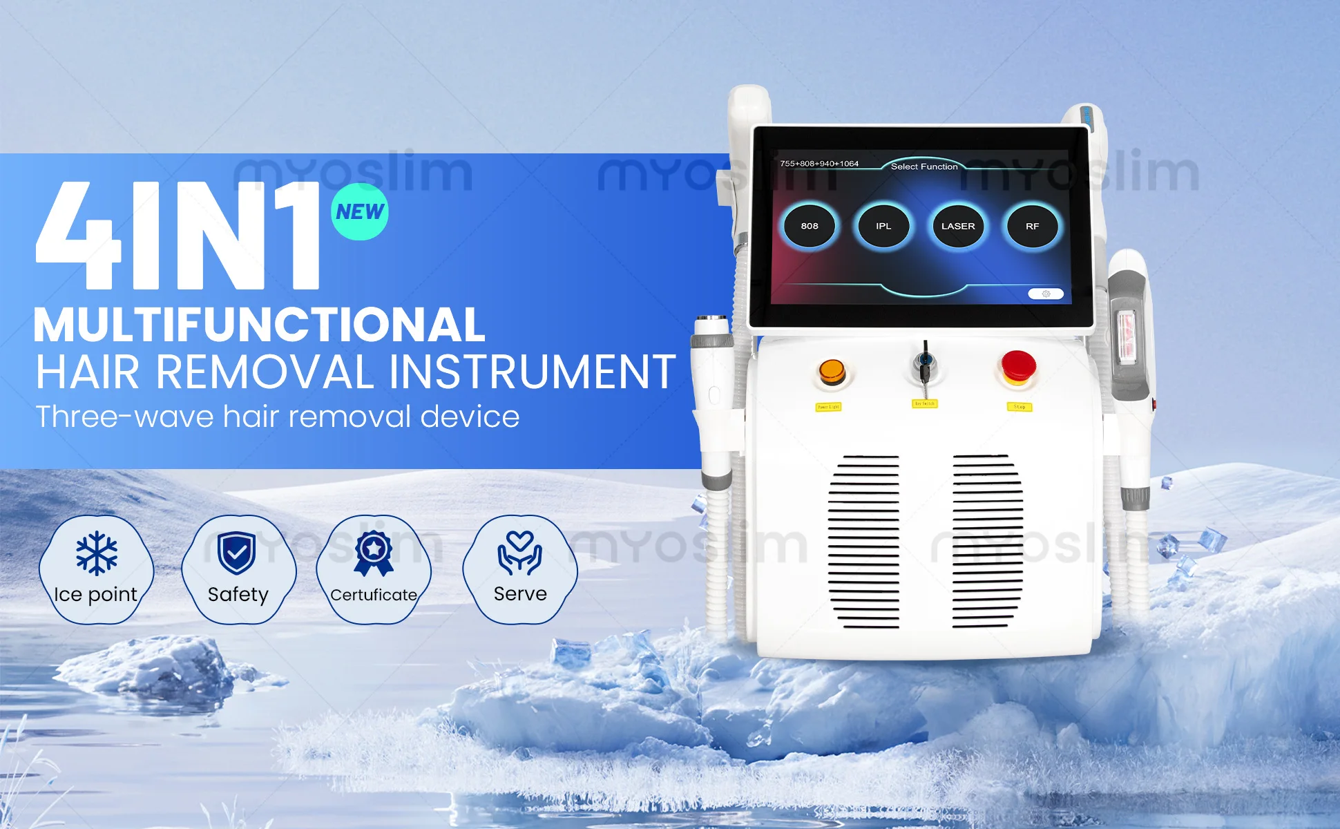 5000W Diode 4 In 1 Opt Ipl Hair Removal Machine 4 Wavelengt Newest Picosecond Nd Yag Tattoo Removal Carbon Peeling RF