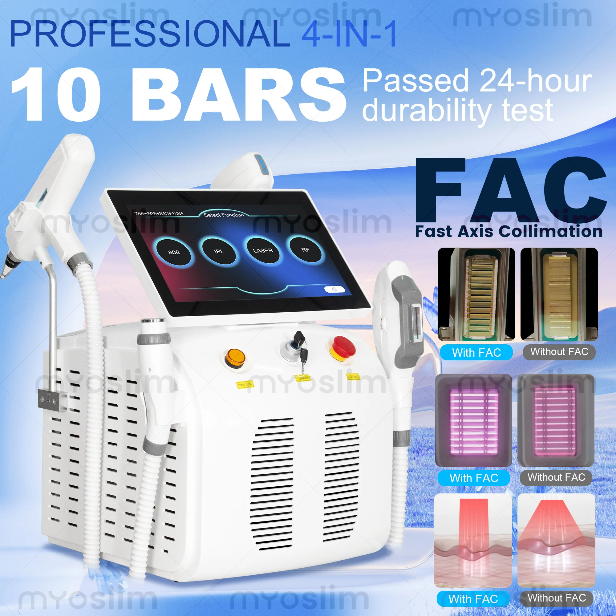 5000W Diode 4 In 1 Opt Ipl Hair Removal Machine 4 Wavelengt Newest Picosecond Nd Yag Tattoo Removal Carbon Peeling RF
