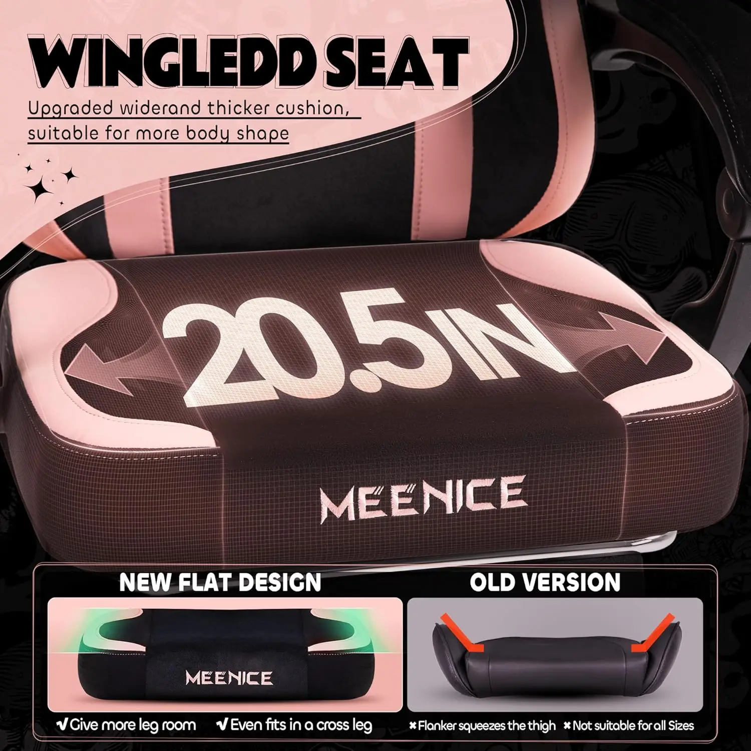 Pink Cute Gaming Chair with Cat Ears & Paw Lumbar Cushion, Ergonomic Reclining Computer Chair with Footrest, Customized