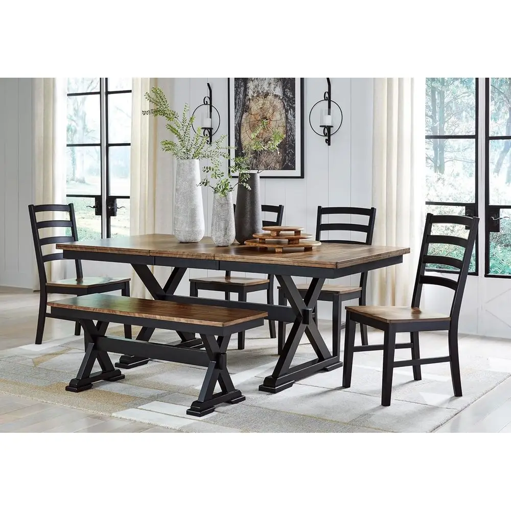 Signature Design by Ashley Wildenauer armhouse 50" Dining Bench, k Brown & Black