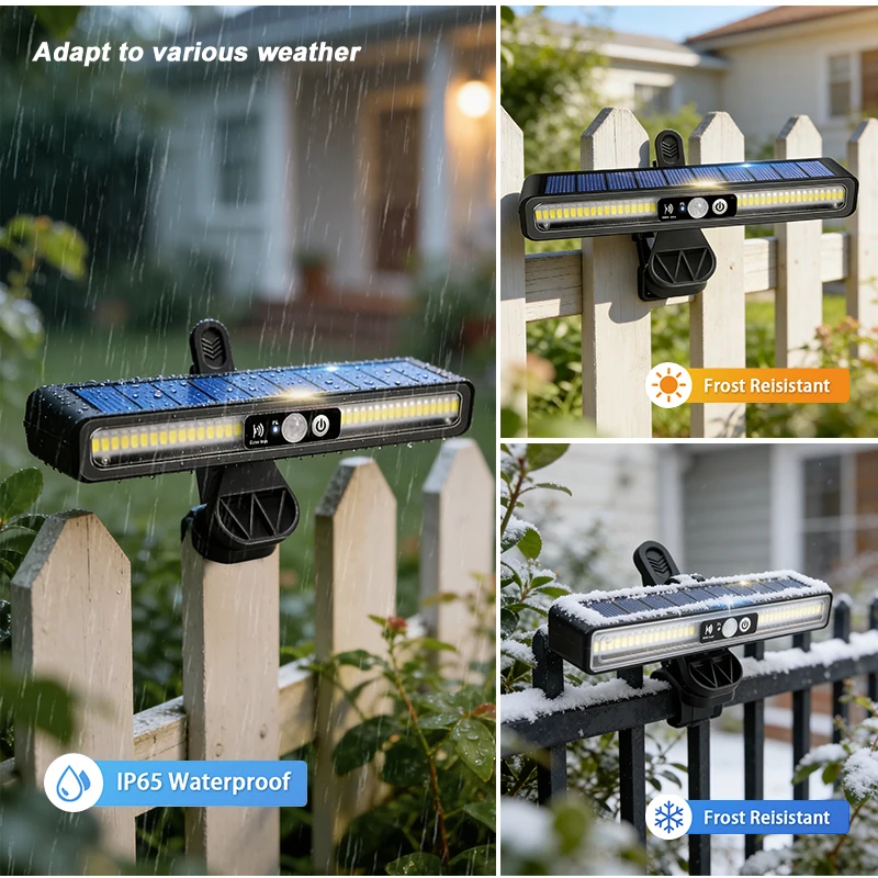 2/4 Pack Clip On Solar Motion Lights Outdoor Waterproof Motion Sensor Outdoor Lights with 36 LEDs 6000K Portable Solar Powered Security Light for Fence Garage Camping Portable Solar Powered Security Light