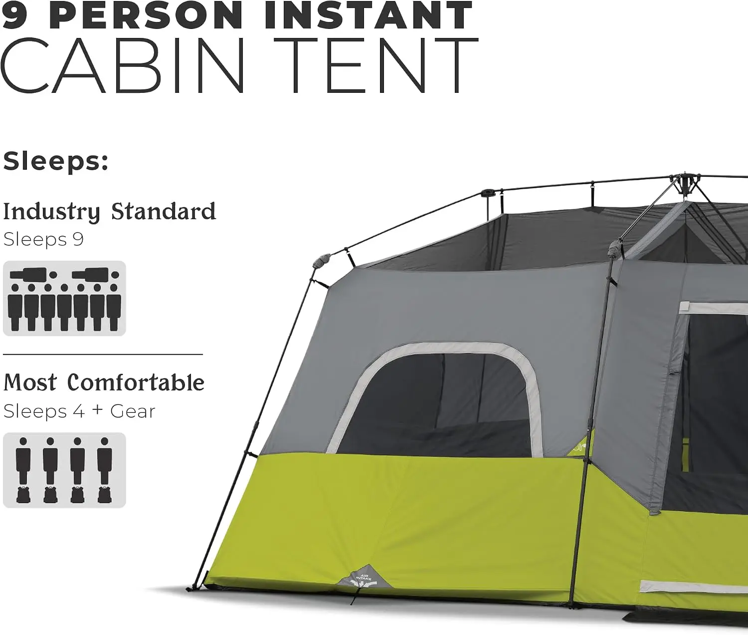US Stock9 Person Instant Cabin Tent camping family beach waterproof camping tent- 14' x 9',2 person tent / 4 person tent Green (