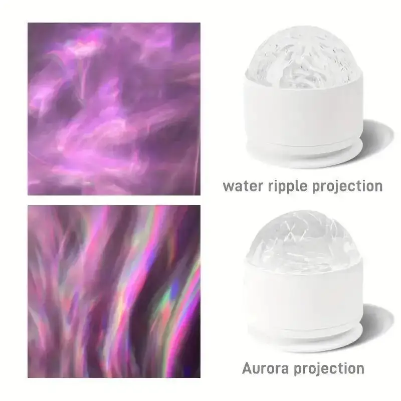 2 in 1 Galaxy Aurora & Water Ripple LED Projector Night Light 16 Colors RGB 360° Swivel USB Remote Control Ambient Light for Bedroom Party Gaming Room Home Decor