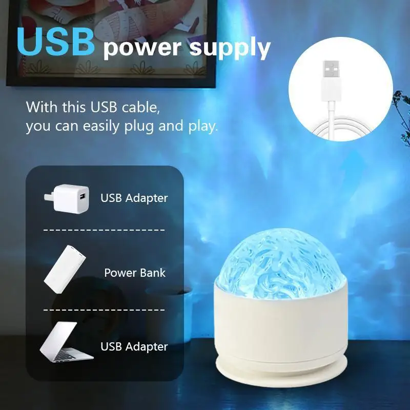 2 in 1 Galaxy Aurora & Water Ripple LED Projector Night Light 16 Colors RGB 360° Swivel USB Remote Control Ambient Light for Bedroom Party Gaming Room Home Decor