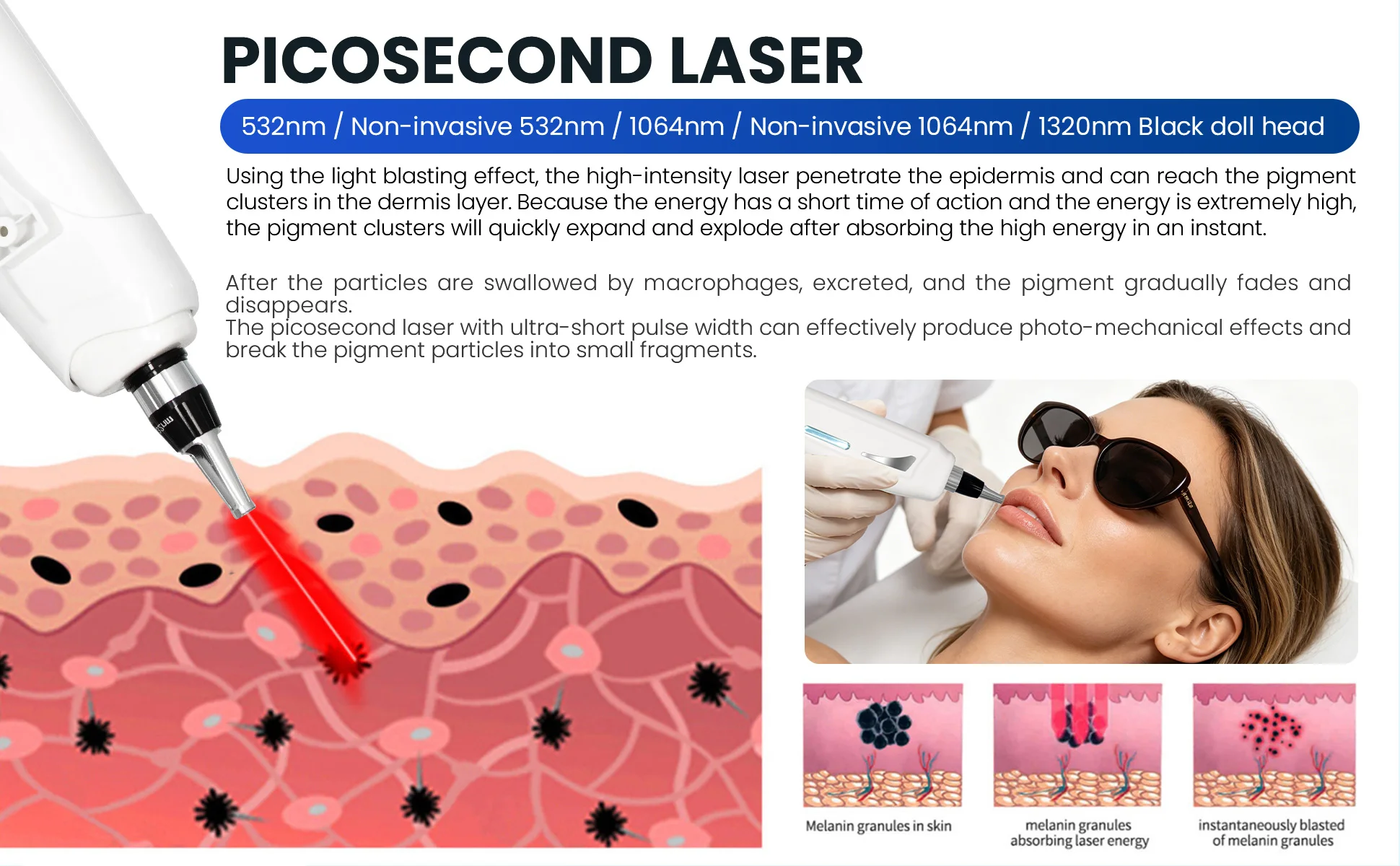 Portable 2 In 1 Diode Lase Picosecond Lase FAC 4 Wavelength 755 808 940 1064nm Hair Removal Tattoo Removal Equipment
