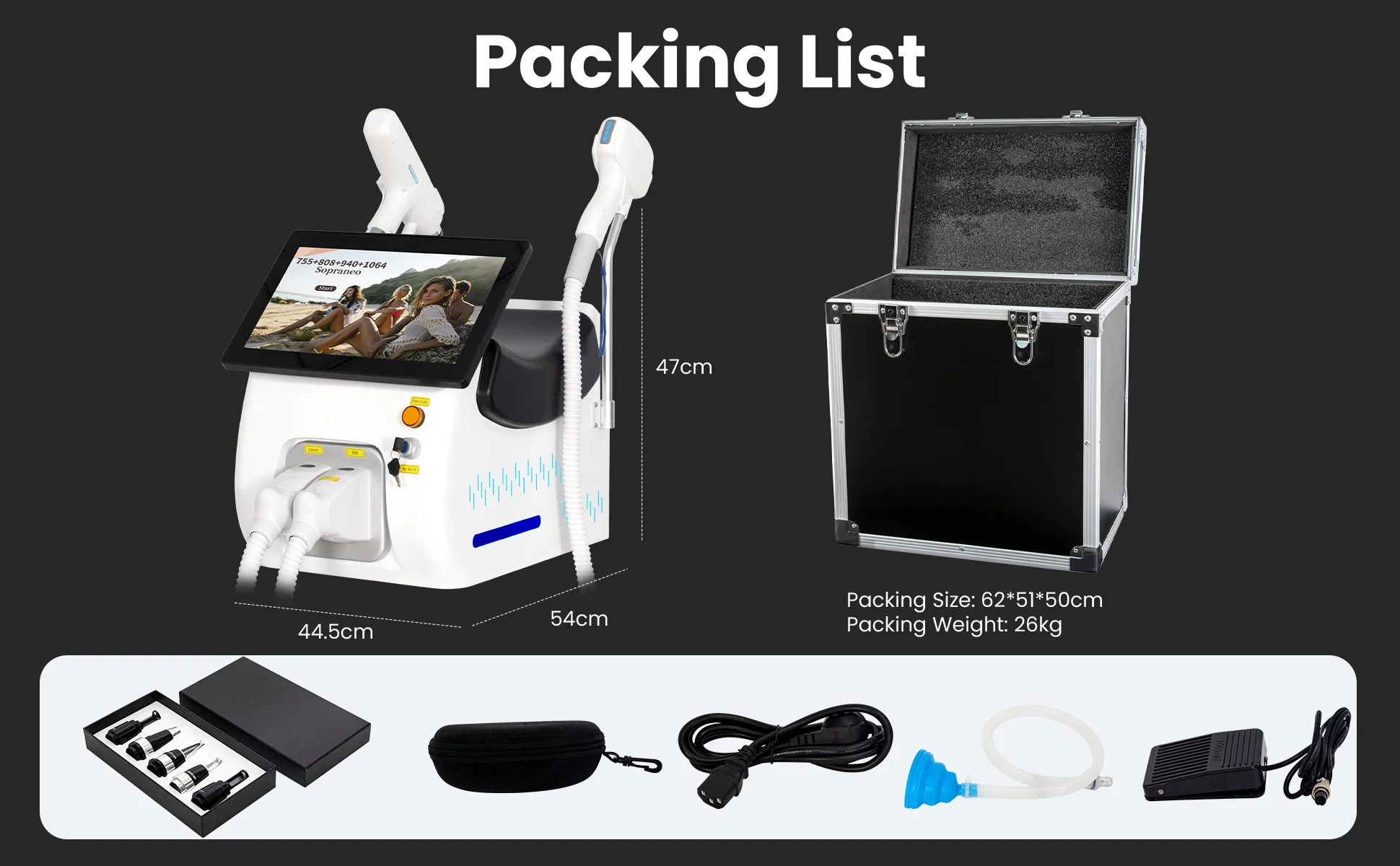 Portable 2 In 1 Diode Lase Picosecond Lase FAC 4 Wavelength 755 808 940 1064nm Hair Removal Tattoo Removal Equipment