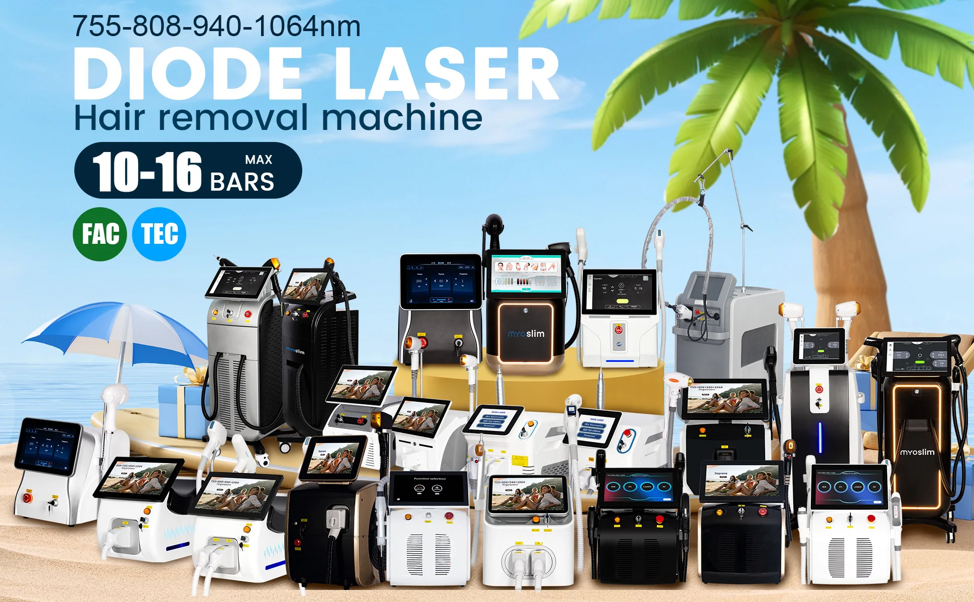 Portable 2 In 1 Diode Lase Picosecond Lase FAC 4 Wavelength 755 808 940 1064nm Hair Removal Tattoo Removal Equipment