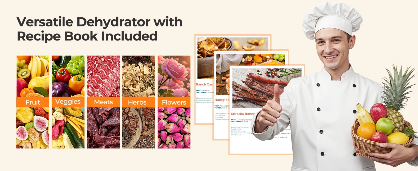 5 Trays Food Dehydrator , 400W Powerful Drying, 48H Timer & 95–160°F Temp Control, Quiet Small Dryer for Jerky, Fruits, Herbs, Mushrooms