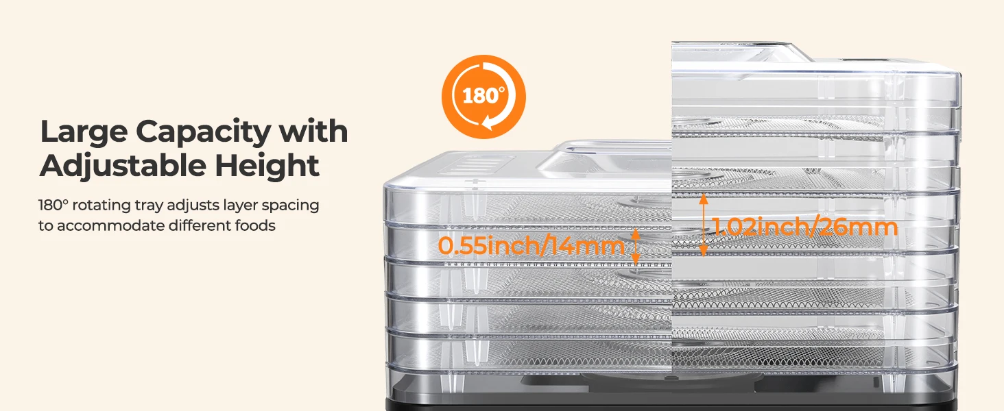 5 Trays Food Dehydrator , 400W Powerful Drying, 48H Timer & 95–160°F Temp Control, Quiet Small Dryer for Jerky, Fruits, Herbs, Mushrooms