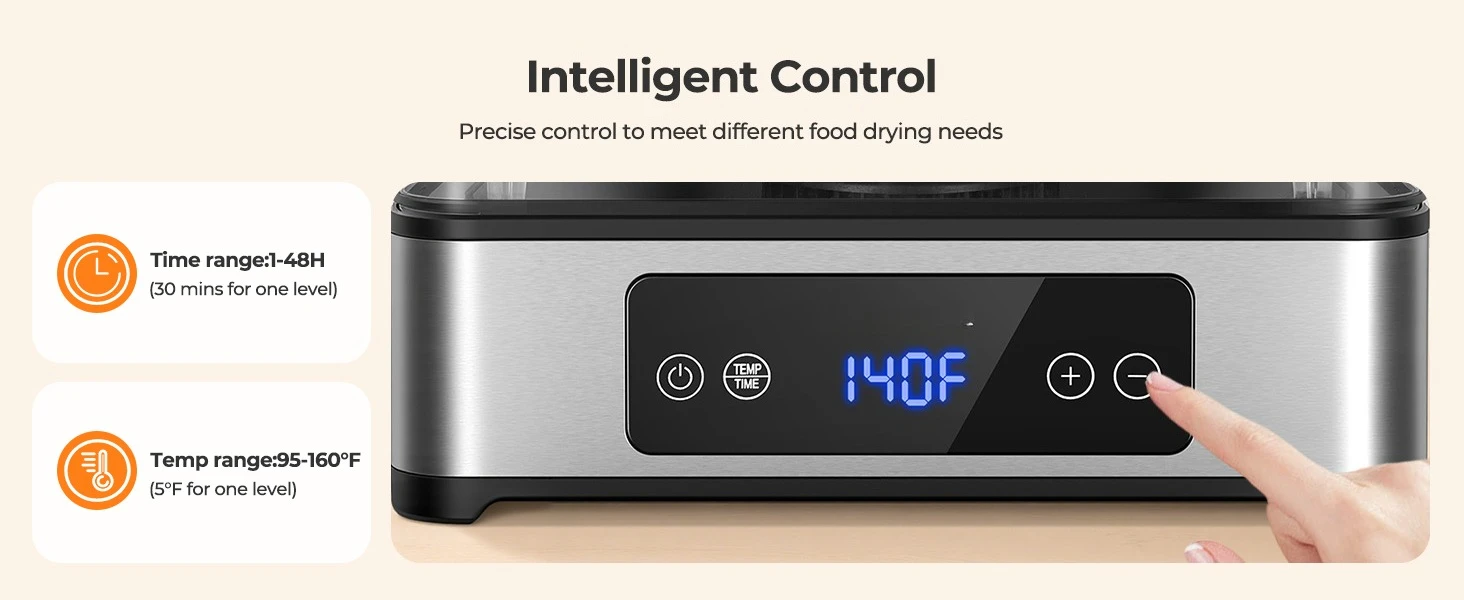 5 Trays Food Dehydrator , 400W Powerful Drying, 48H Timer & 95–160°F Temp Control, Quiet Small Dryer for Jerky, Fruits, Herbs, Mushrooms
