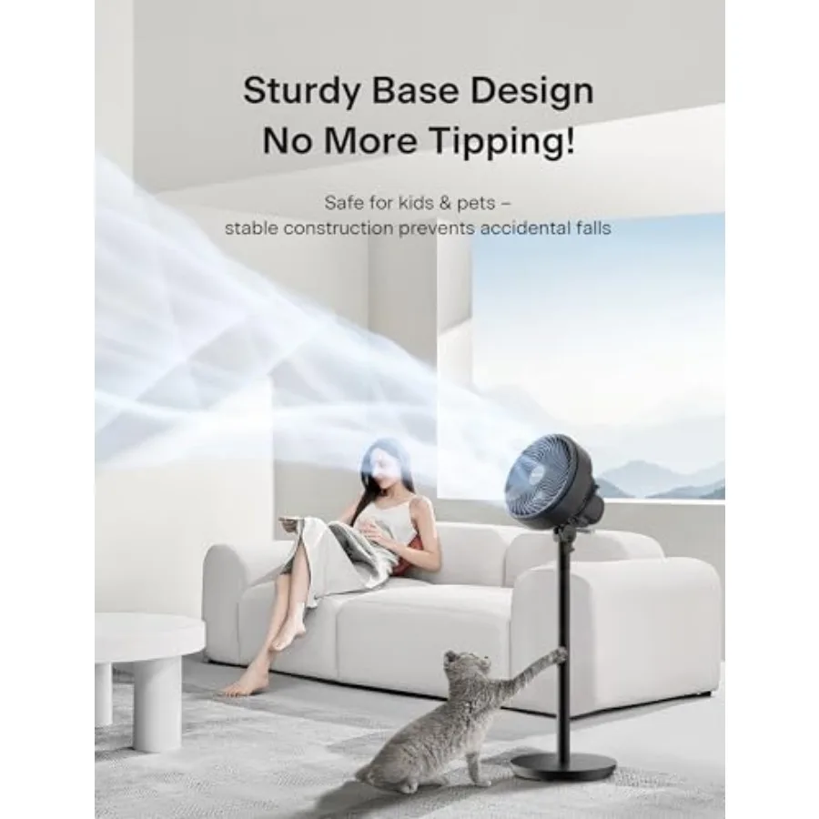 7-Inch Pedestal Air Circulator, Oscillation Fan, 3 Speeds, Adjustable Height Tabletop/Standing Fan,75°+90° Oscillation, 5-Blade