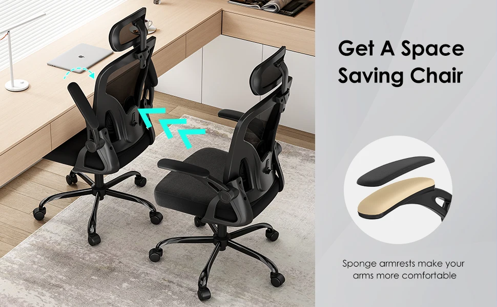 Farini Ergonomic High Back Swivel Office Chair, Adjustable Headrest & Lumbar Support, Breathable Mesh Desk Chair for Home Office