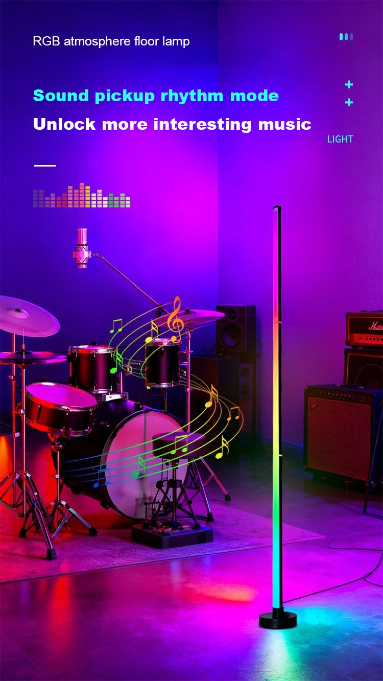 Corner Floor Lamp With Music Sync, Smart Modern LED Corner With Remote Control, RGB DIY LED Lamp Changing Ambience Light, Color Changing Standing Floor Lamp For Living Room Gaming Room