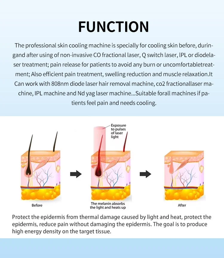 -35°C Vertical Cold Air Skin Cooling Machine for Lase Treatment Pain Relief Swelling Reduction Skin Cooling Machine Protect Epi