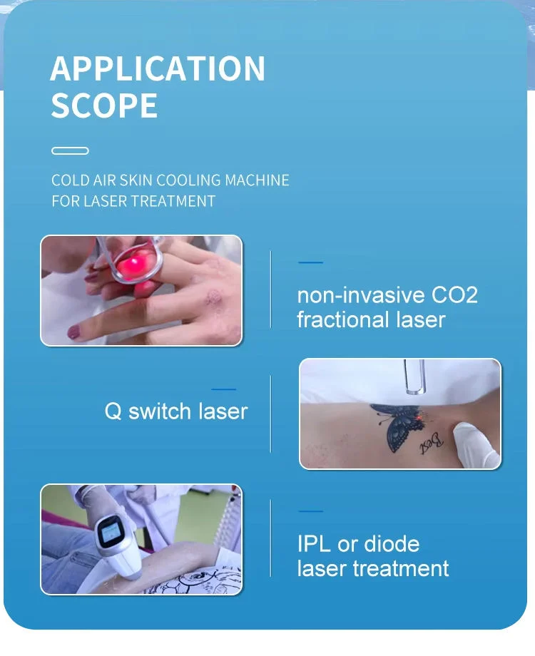 -35°C Vertical Cold Air Skin Cooling Machine for Lase Treatment Pain Relief Swelling Reduction Skin Cooling Machine Protect Epi