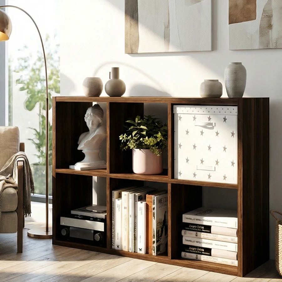 2/3/4/6/8/9 Grid Sturdy Wooden Frame Bookcase, Open Back Cube Storage Cabinet Freestanding Bookshelf Equipped with Anti-Tip Kit Wooden Open Display Shelf for Living Room, Bedroom and Study Open-Style Bookshelf Available in White and Chocolate Brown with O
