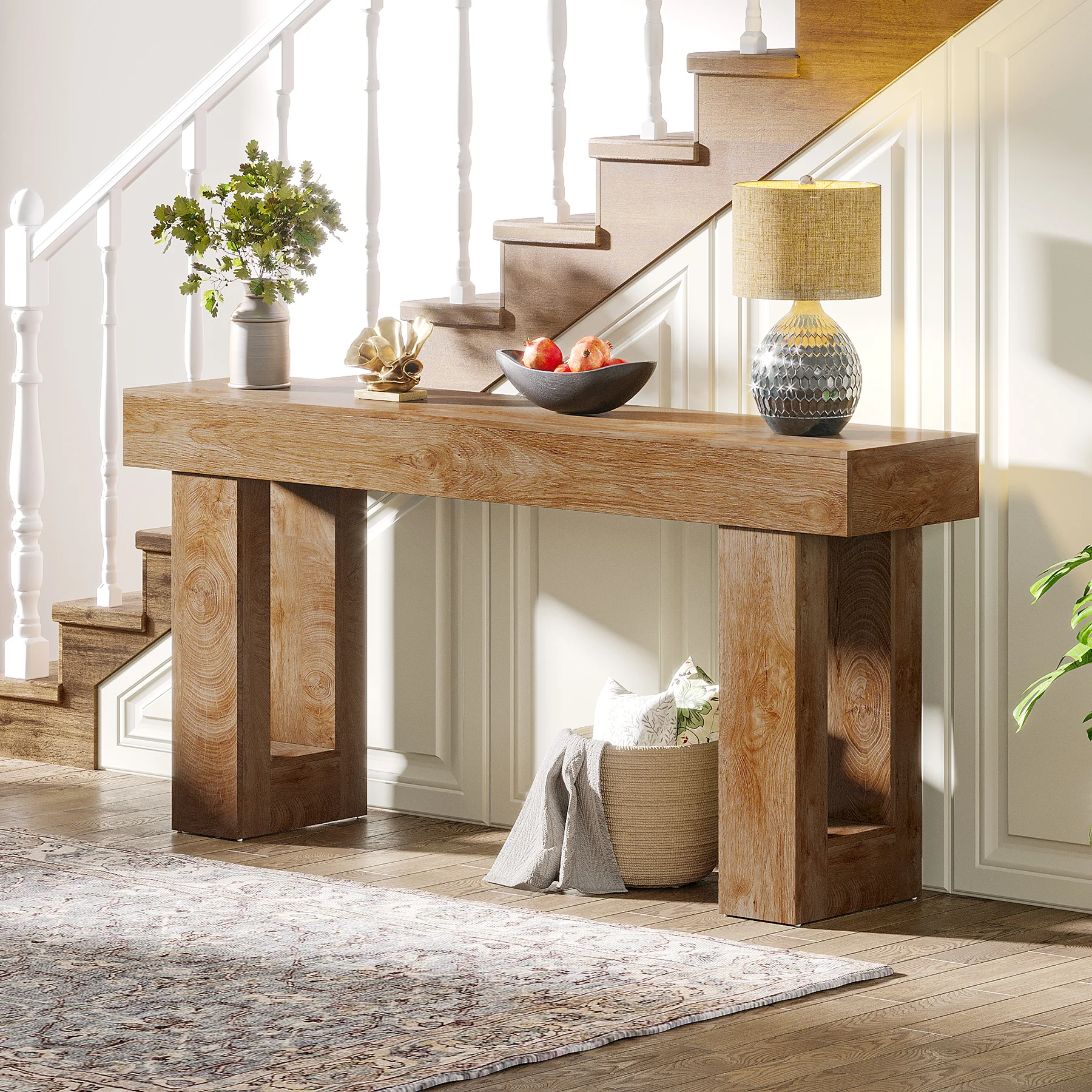 Tribesigns Farmhouse Console Table, 63-Inch Long Narrow Sofa Table Behind The Couch, Wooden Rectangular Entryway Table for Entrance, Hallway, Living Room