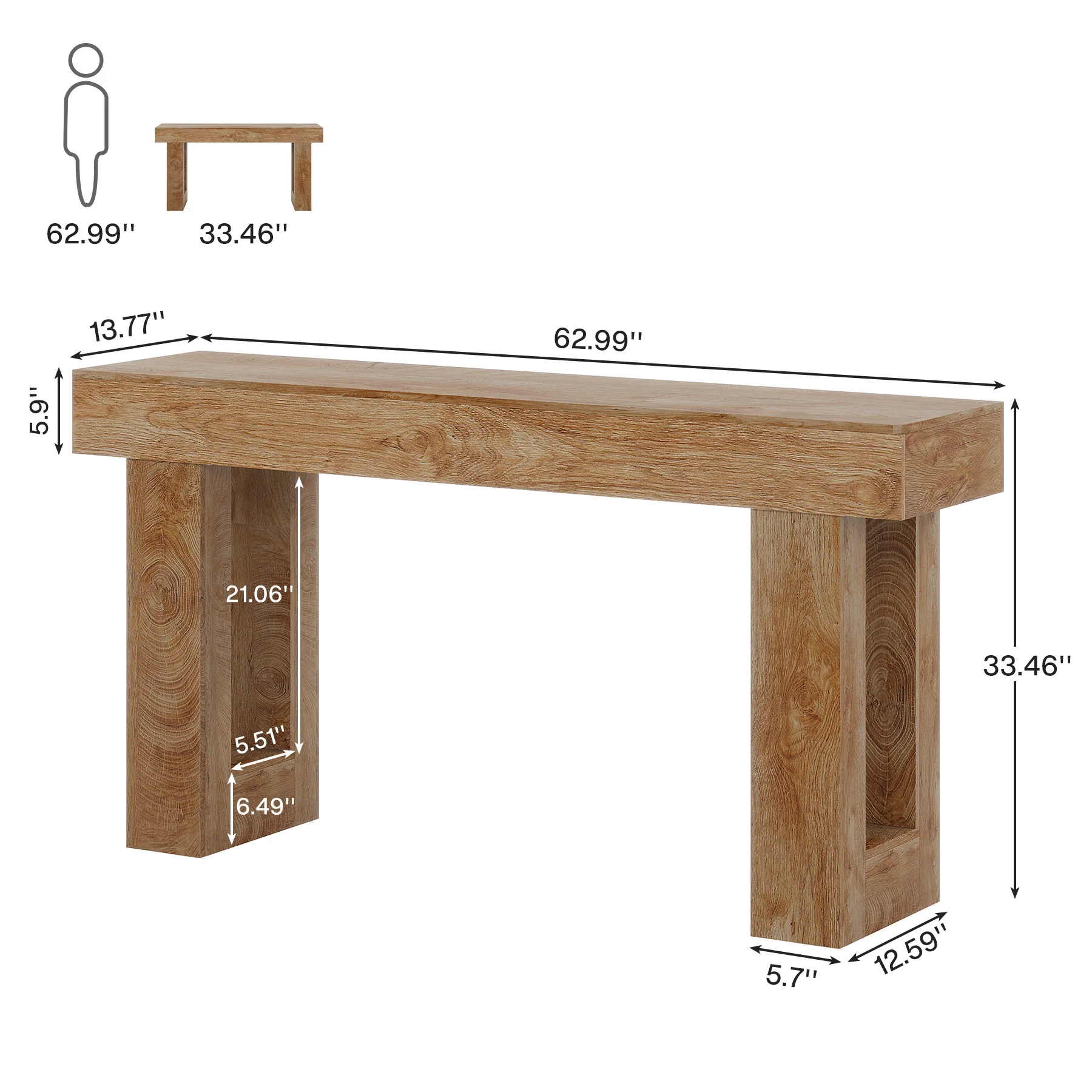 Tribesigns Farmhouse Console Table, 63-Inch Long Narrow Sofa Table Behind The Couch, Wooden Rectangular Entryway Table for Entrance, Hallway, Living Room
