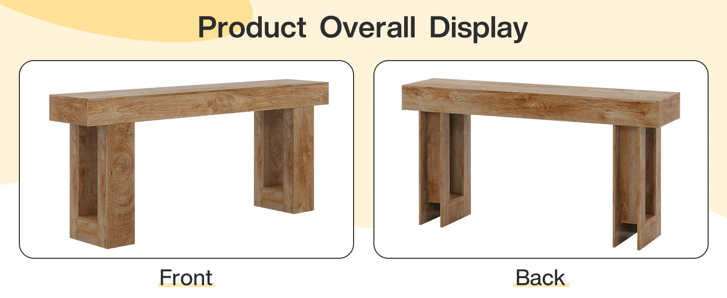 Tribesigns Farmhouse Console Table, 63-Inch Long Narrow Sofa Table Behind The Couch, Wooden Rectangular Entryway Table for Entrance, Hallway, Living Room