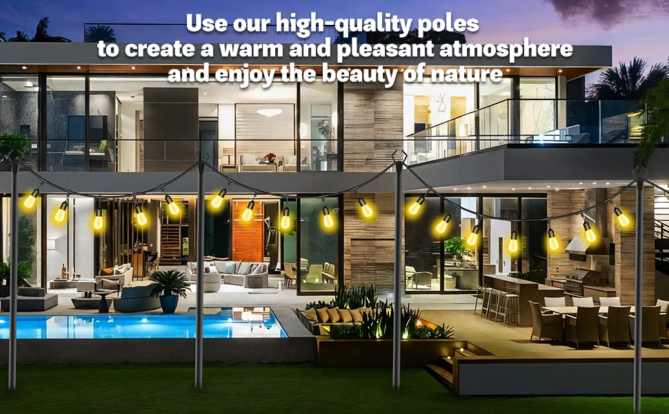 10 Pack String Light Poles for Outside, 120inch &10FT Thickened Metal Christmas Lights Hanger Pole Outdoor with Fork, Lighting Hanging Post Accessories for Patio Decor Garden Backyard Yard Outside Decorations