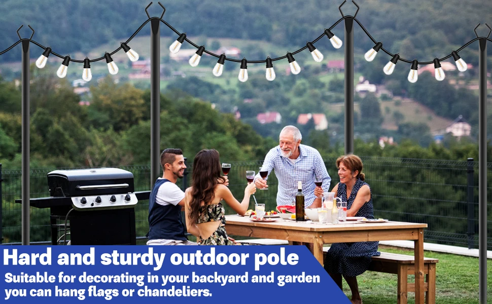 10 Pack String Light Poles for Outside, 120inch &10FT Thickened Metal Christmas Lights Hanger Pole Outdoor with Fork, Lighting Hanging Post Accessories for Patio Decor Garden Backyard Yard Outside Decorations