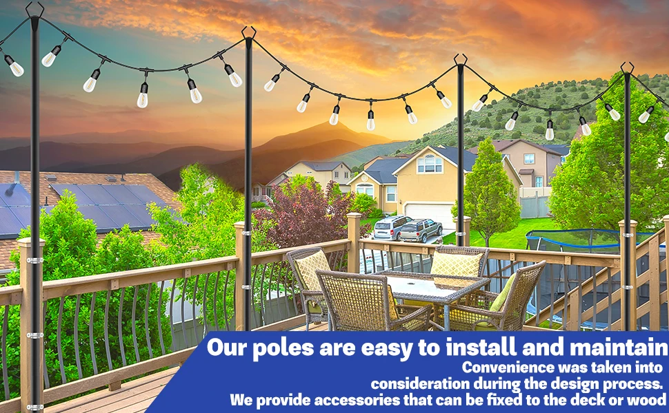10 Pack String Light Poles for Outside, 120inch &10FT Thickened Metal Christmas Lights Hanger Pole Outdoor with Fork, Lighting Hanging Post Accessories for Patio Decor Garden Backyard Yard Outside Decorations