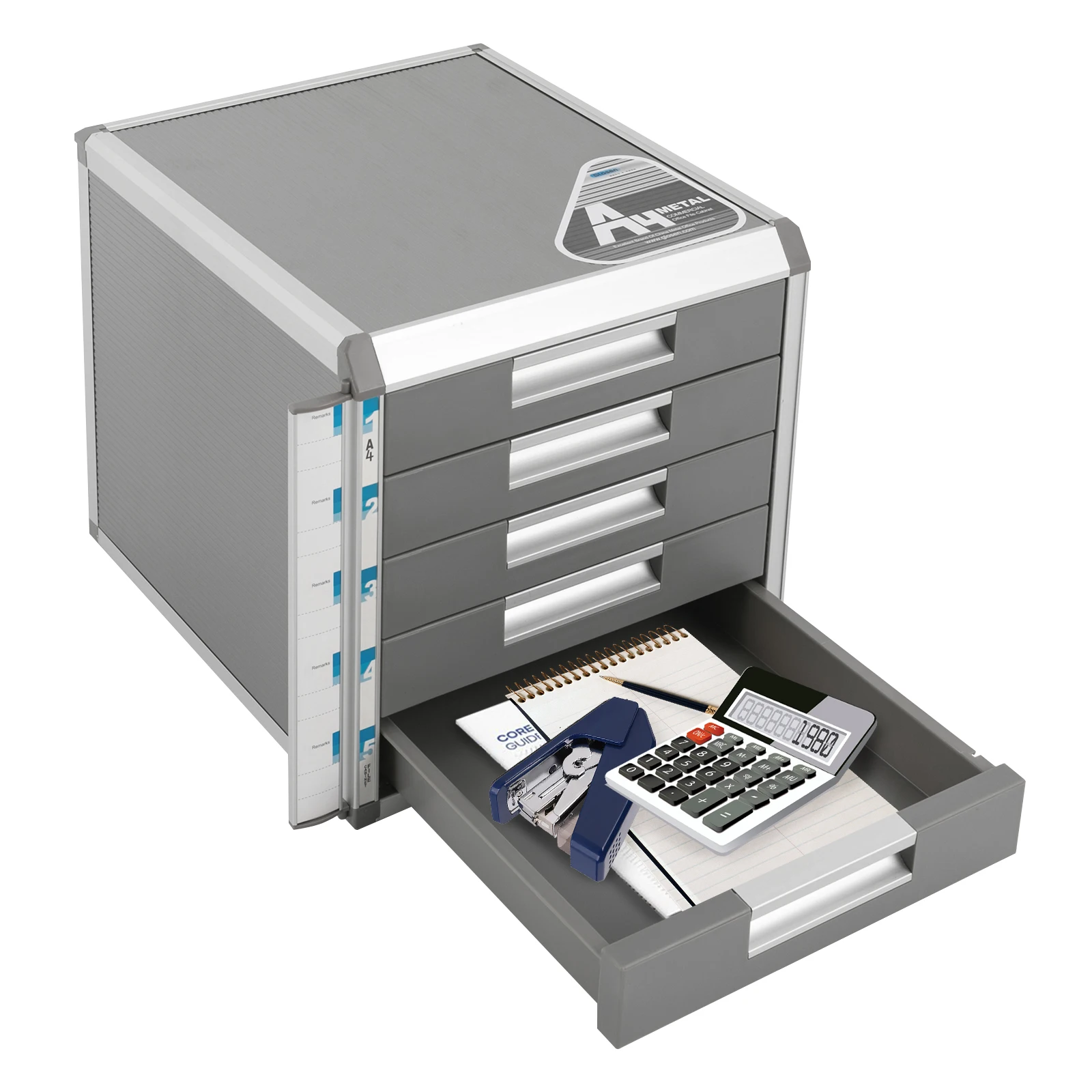 5-Drawer Locking File Organizer Cabinet, A4 File Storage Cabinet Aluminum Alloy for Office, Home, School for Documents, Cards