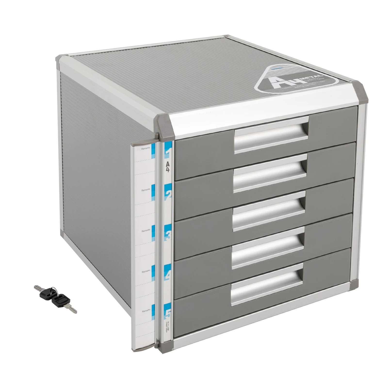 5-Drawer Locking File Organizer Cabinet, A4 File Storage Cabinet Aluminum Alloy for Office, Home, School for Documents, Cards