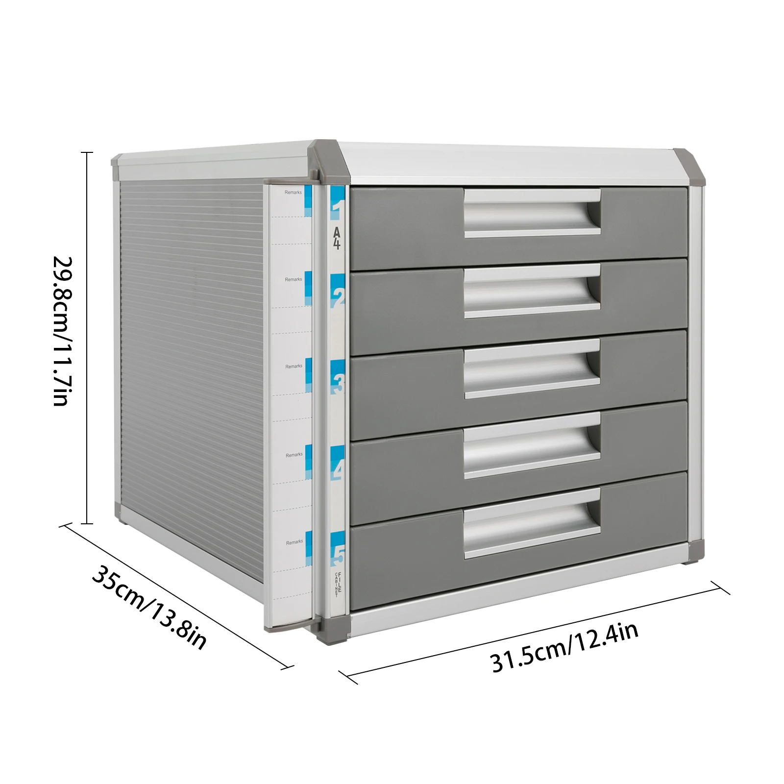 5-Drawer Locking File Organizer Cabinet, A4 File Storage Cabinet Aluminum Alloy for Office, Home, School for Documents, Cards