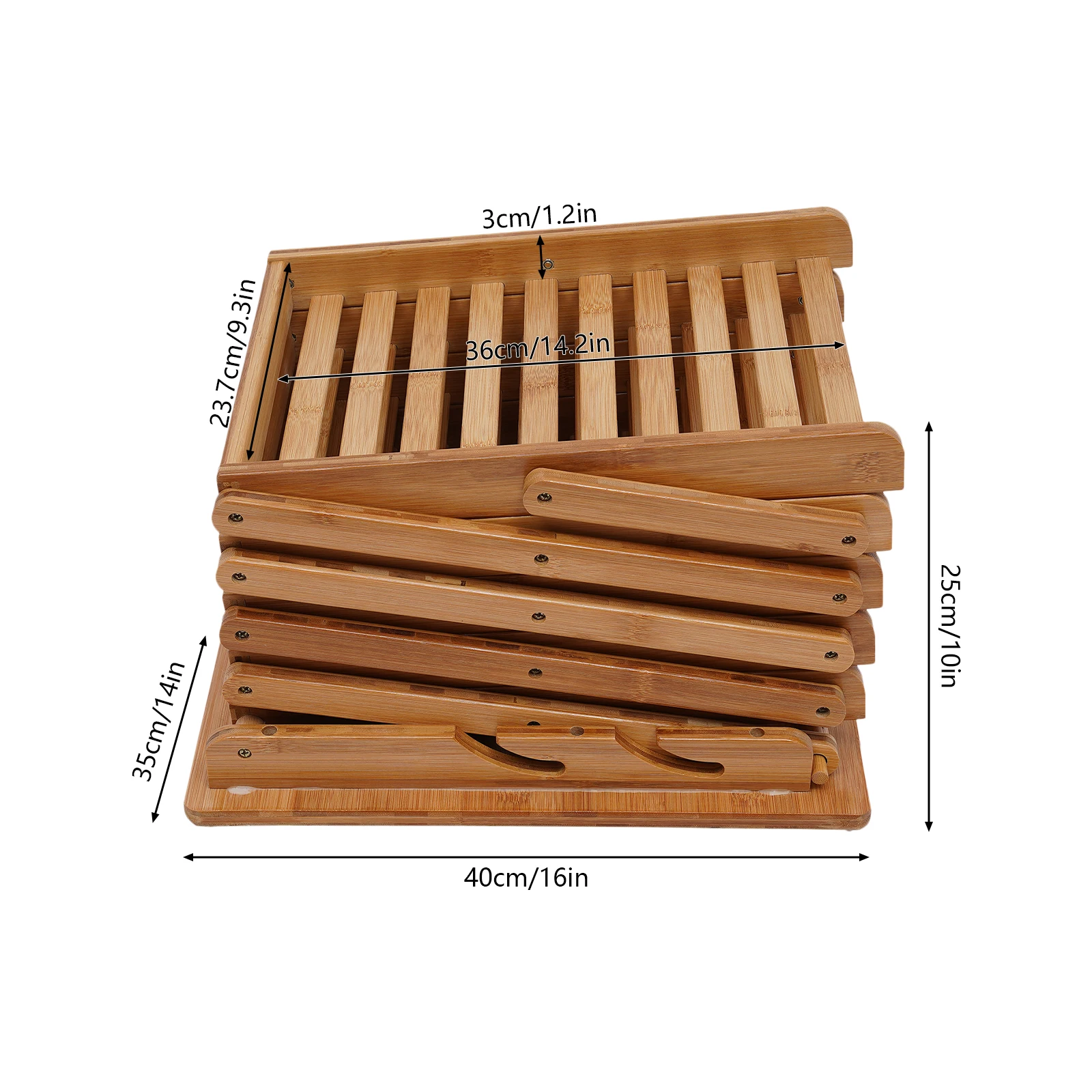 5-Tier Bamboo Magazine Rack Foldable, Portable Lightweight Floor Standing Display Holder for Office Bookstore, Storage Organizer