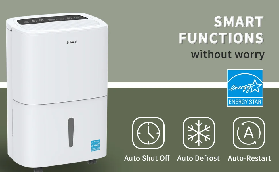 Shinco 5,000/6,000 Sq.Ft Energy Star Dehumidifier, Ideal for Large Rooms and Home Basements, Efficient Moisture Removal,1.32 Gallons
