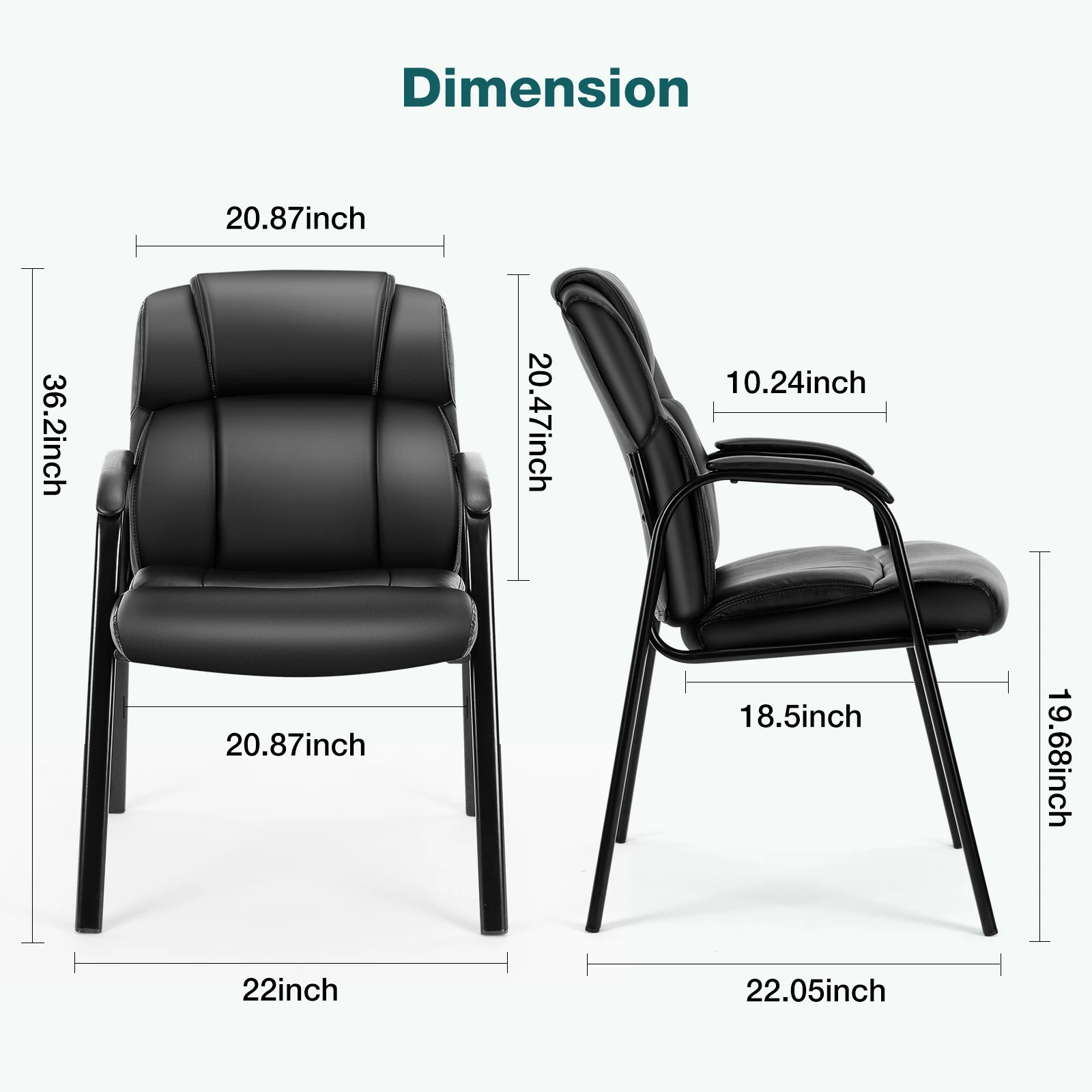 JHK PU Leather Padded Backrest Office Chair Living Room Ergonomic Waterproof Waiting Room Seat Thickened Sponge Cushion Arms