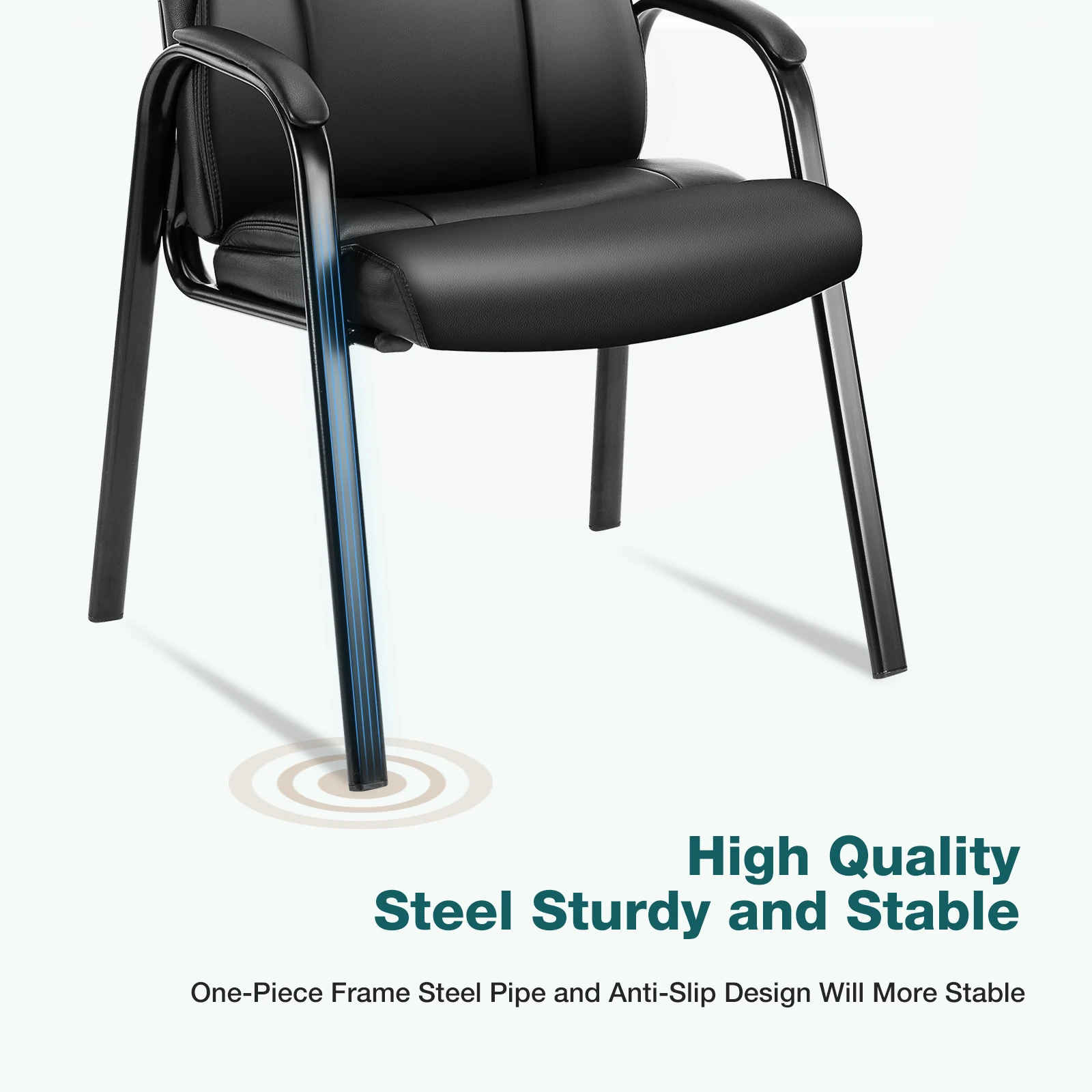JHK PU Leather Padded Backrest Office Chair Living Room Ergonomic Waterproof Waiting Room Seat Thickened Sponge Cushion Arms