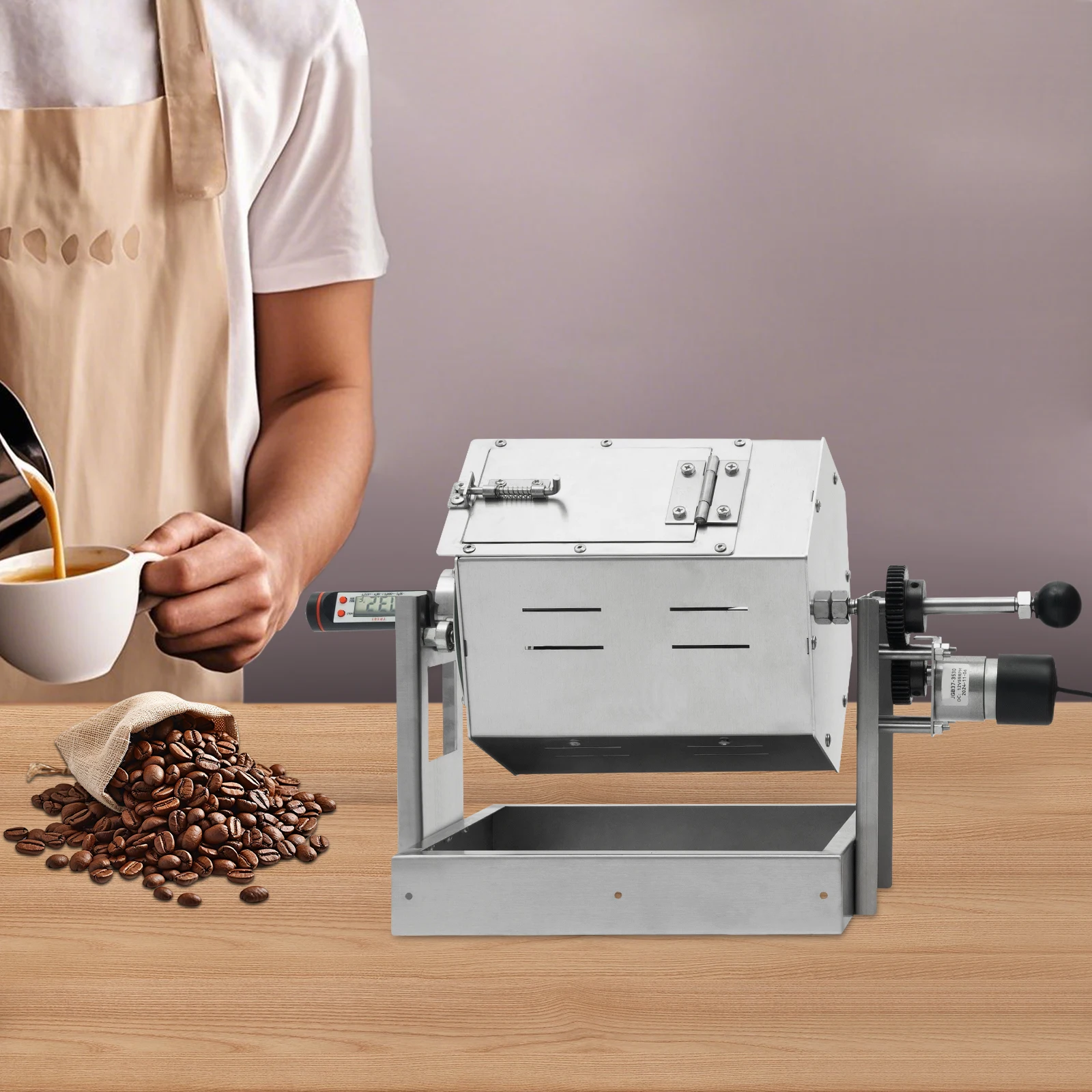 Electric Coffee Bean Roaster 5-59rpm Adjustable Home Drum Roaster Stove 300-1200g Mount Electric Roasting Machine
