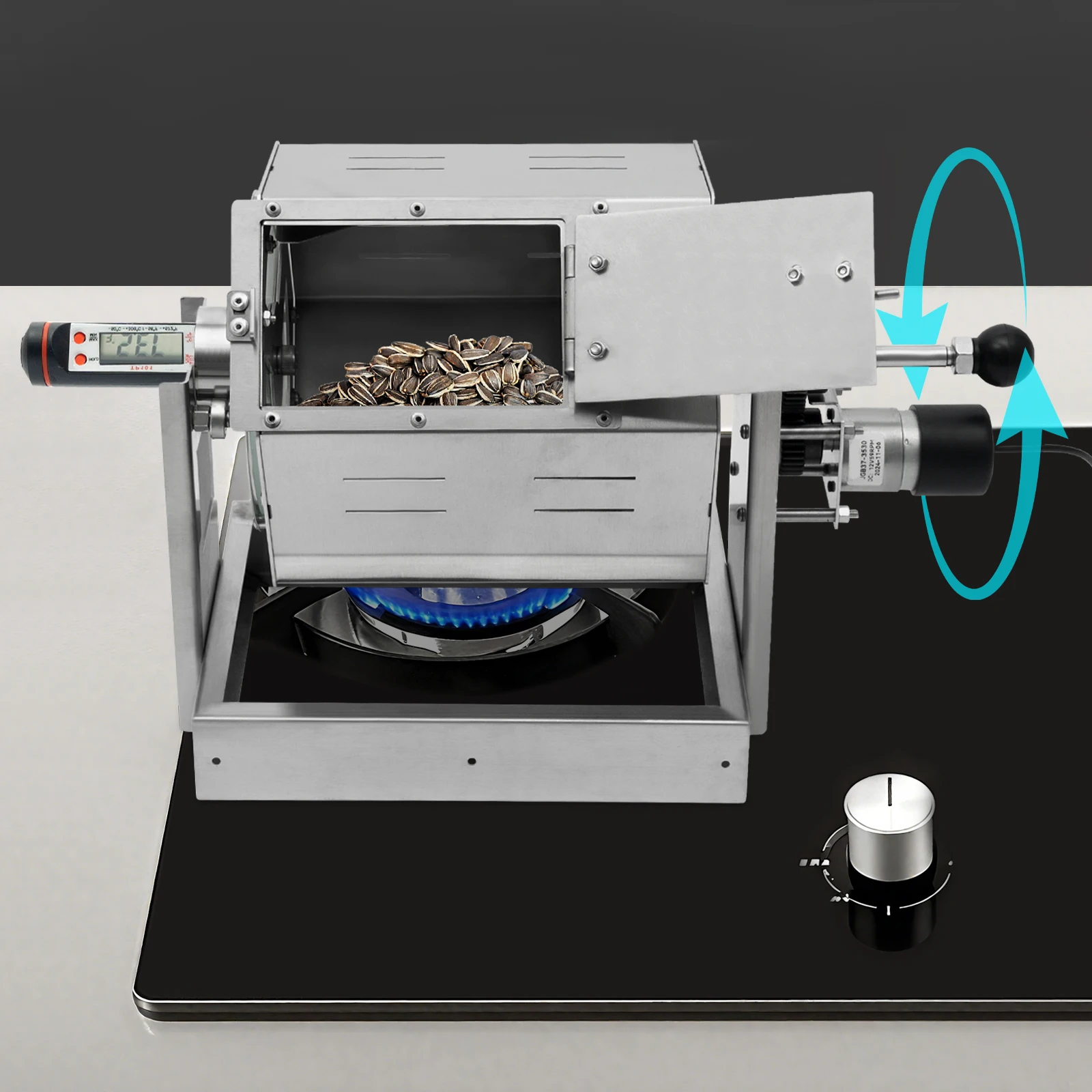 Electric Coffee Bean Roaster 5-59rpm Adjustable Home Drum Roaster Stove 300-1200g Mount Electric Roasting Machine