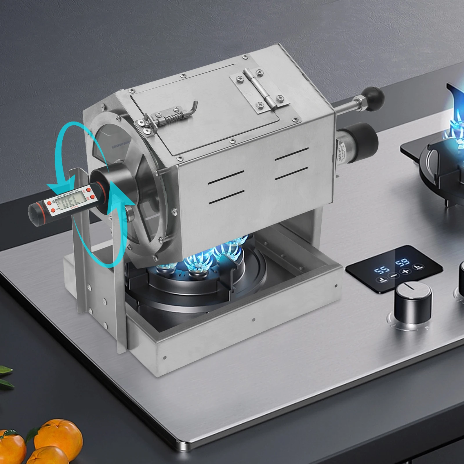 Electric Coffee Bean Roaster 5-59rpm Adjustable Home Drum Roaster Stove 300-1200g Mount Electric Roasting Machine