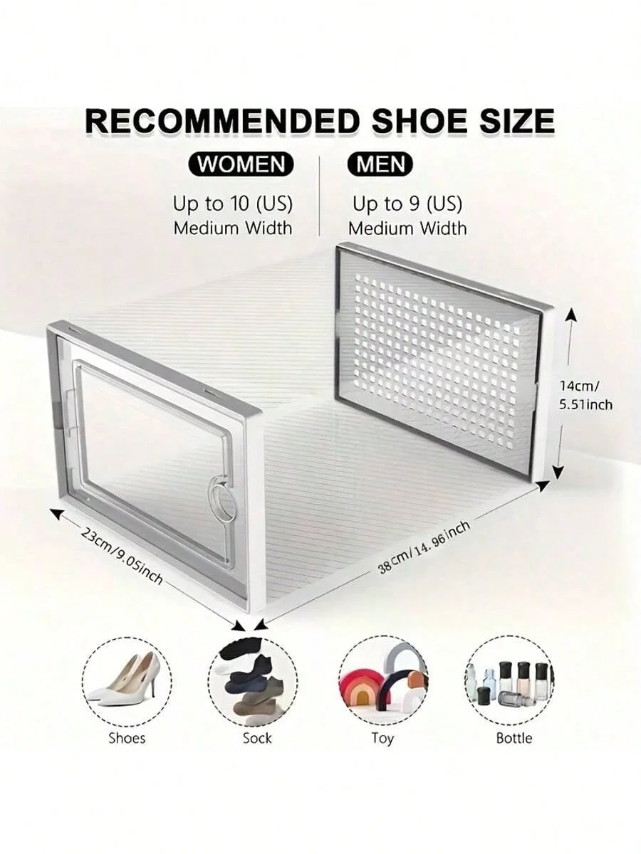 6/12/24 piece transparent plastic stackable shoe storage box for multi-purpose, foldable shoe rack with lid