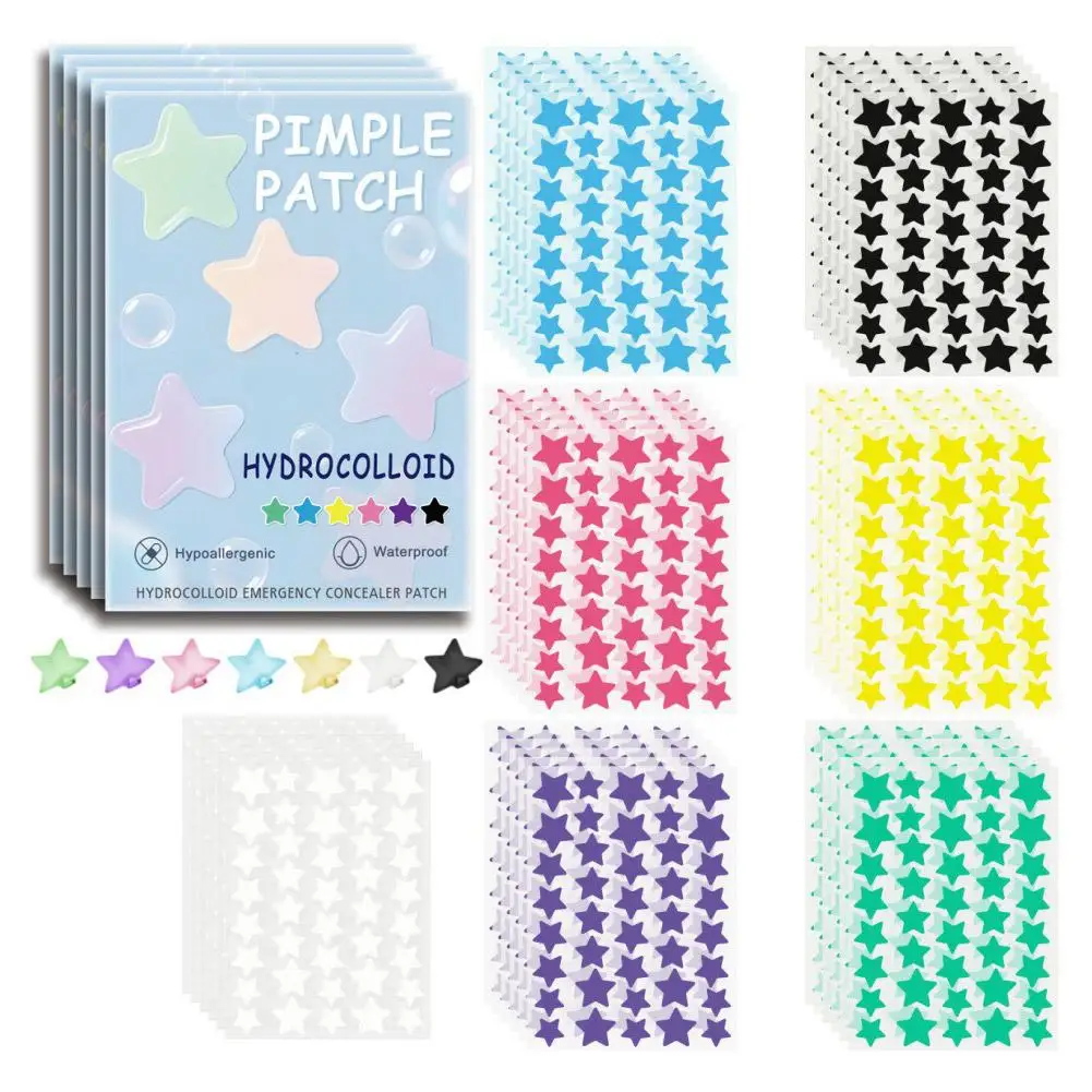 1400pcs Colorful Star Pimple Removal Sticker Invisible Breathable Hydrocolloid Acne Patch Anti-Acne Spots Marks Concealer Makeup