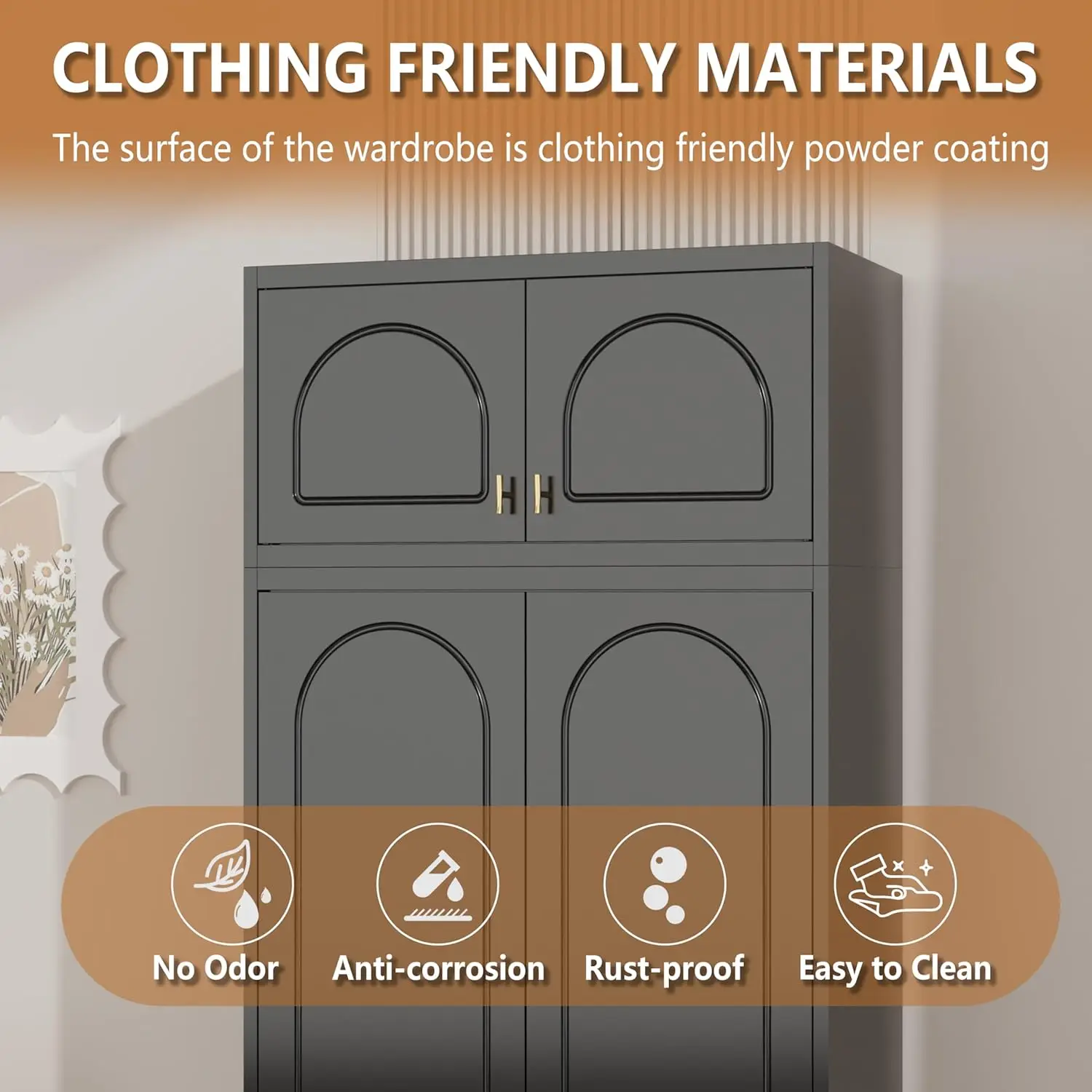 Metal Wall Cabinet, Overhead Cabinet for Wardrobe, Small Upper Storage Cabinet for Bedroom, Living Room, Black,New Popularity