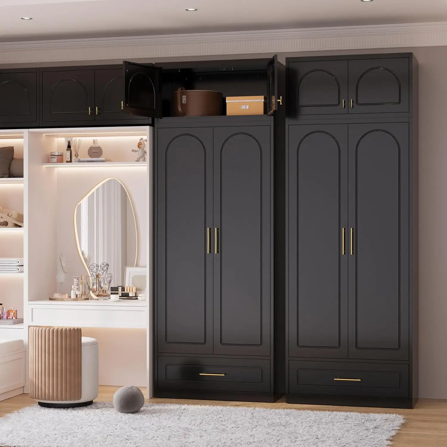 Metal Wall Cabinet, Overhead Cabinet for Wardrobe, Small Upper Storage Cabinet for Bedroom, Living Room, Black,New Popularity