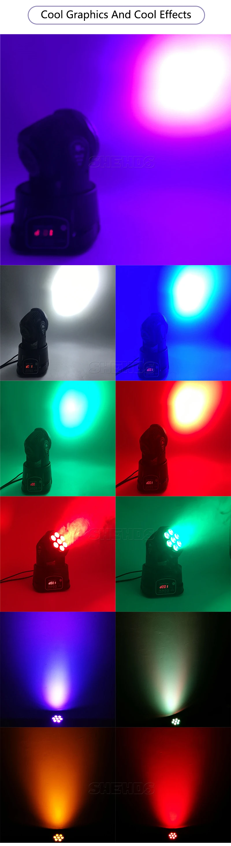 SHEHDS Wash LED 7x12W RGBW/7x18W 6IN1 Moving Head light for Disco DJ Music Party Nightclub Dance