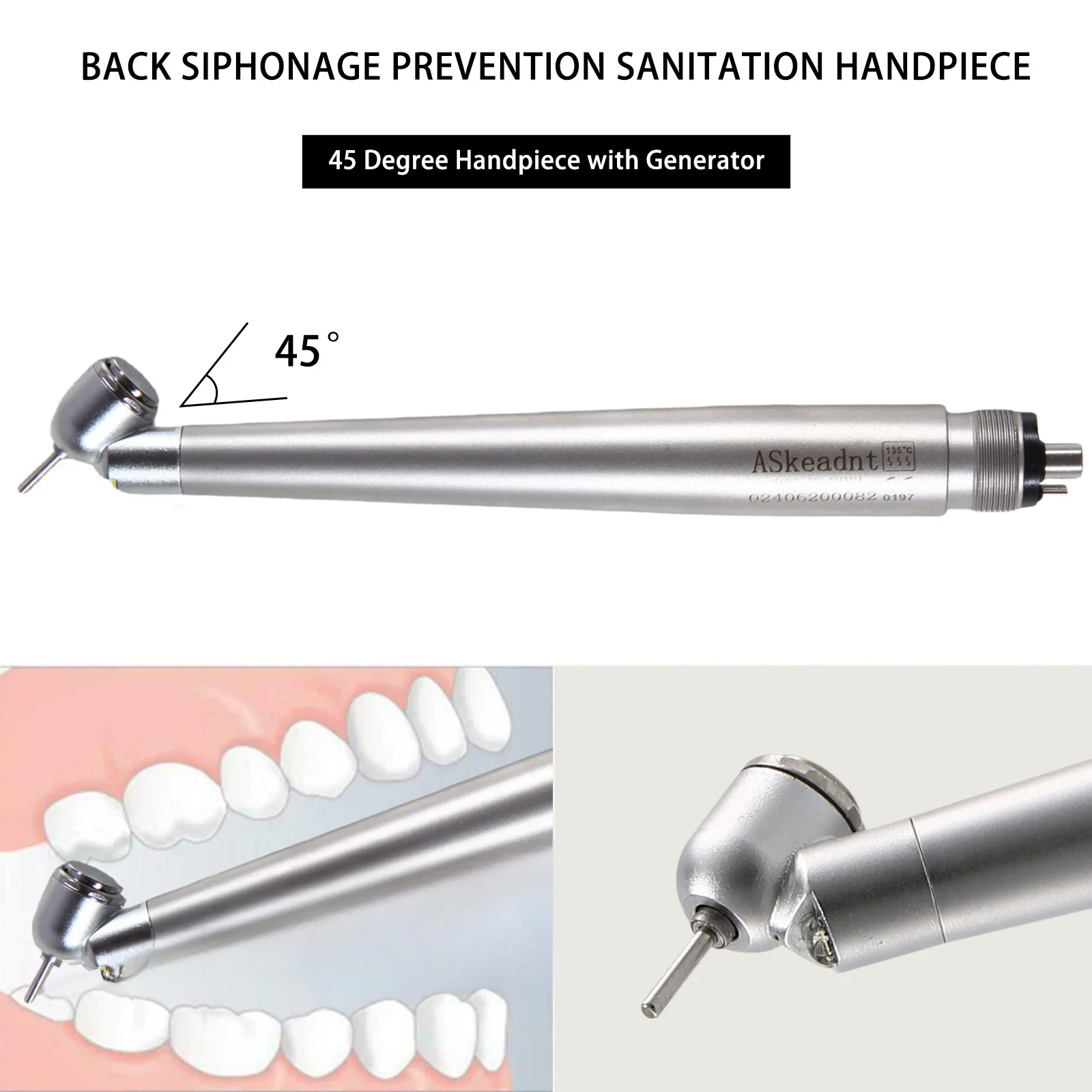 ASK Dental High Speed Handpiece LED E-generator Surgical 45/90 Degree Turbine 2/4Hole Push Button Fit KAVO NSK Style