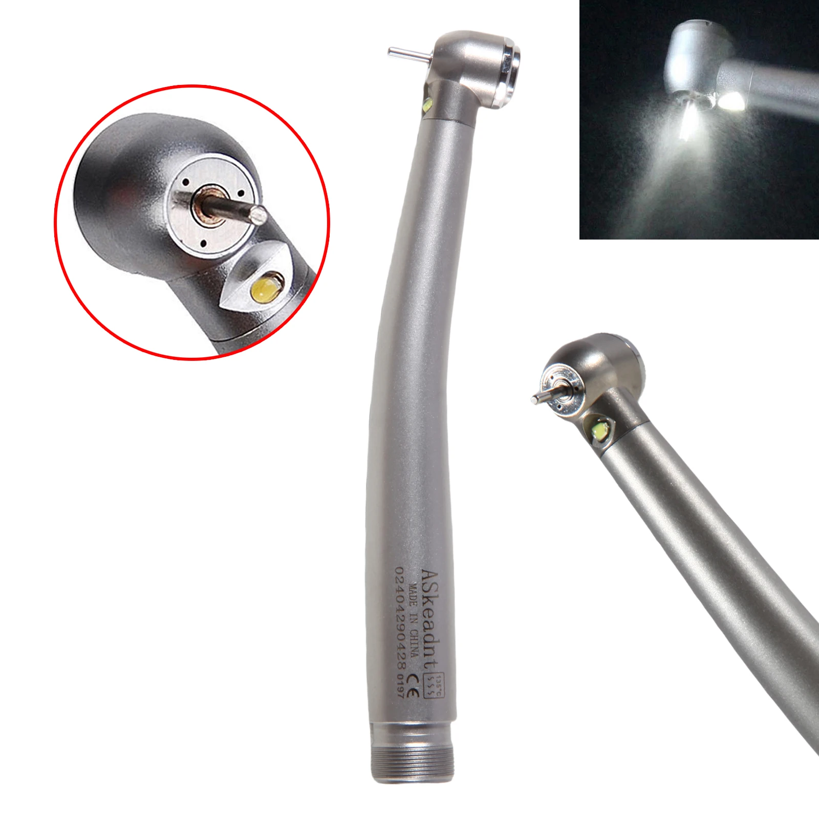 ASK Dental High Speed Handpiece LED E-generator Surgical 45/90 Degree Turbine 2/4Hole Push Button Fit KAVO NSK Style